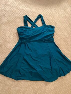 Teal Crossback One-Piece Swimdress